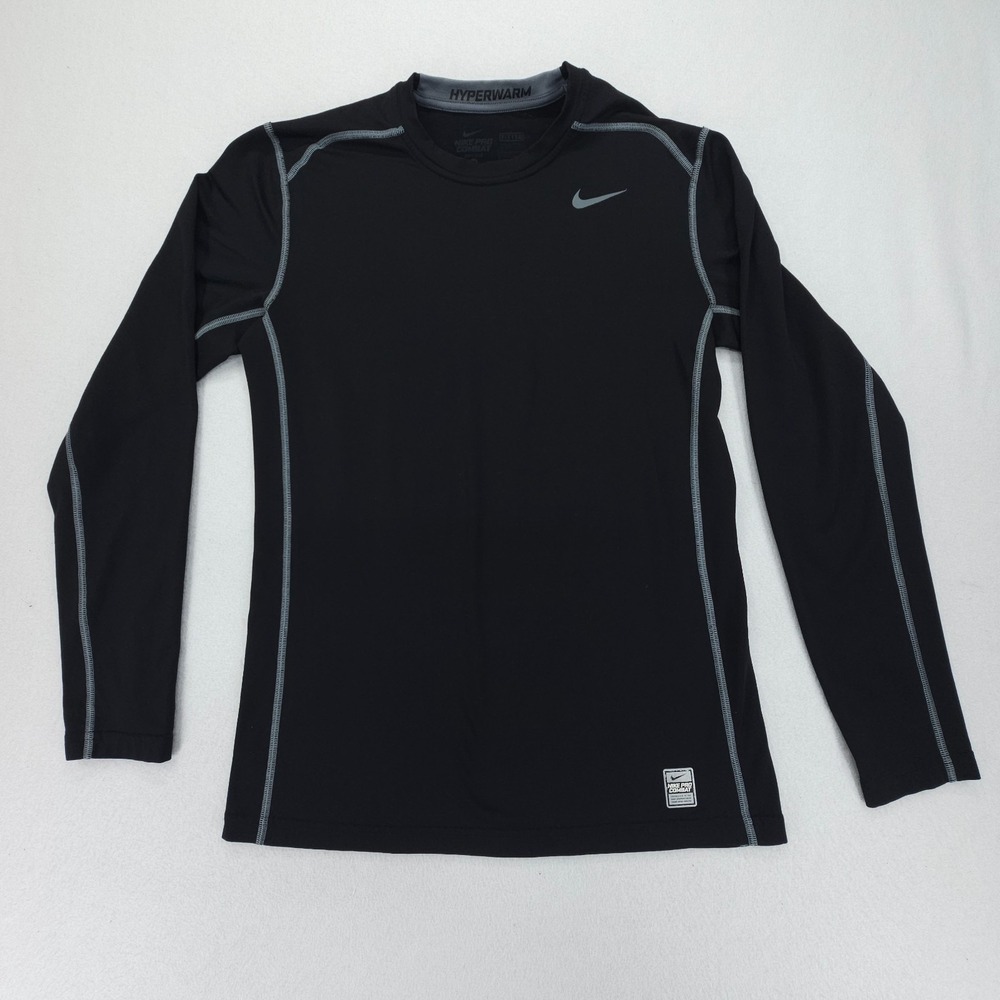 Nike Compression Shirt Mens Large Black Pro Combat Hyperwarm Dri-FIT Thermal